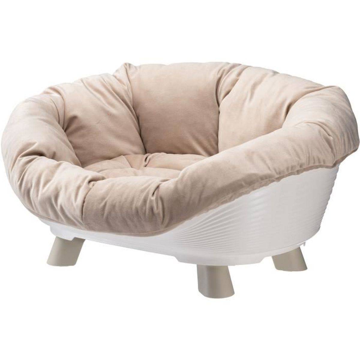 Ferplast - Panier lit pour chat et petit chien Sofa Throne 4 blanc, coussin tissu, base plastique ajourée - Ferplast - Image 1