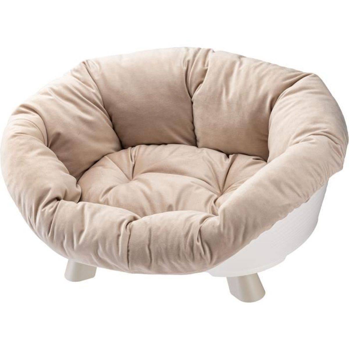 Ferplast - Panier lit pour chat et petit chien Sofa Throne 4 blanc, coussin tissu, base plastique ajourée - Ferplast - Image 5