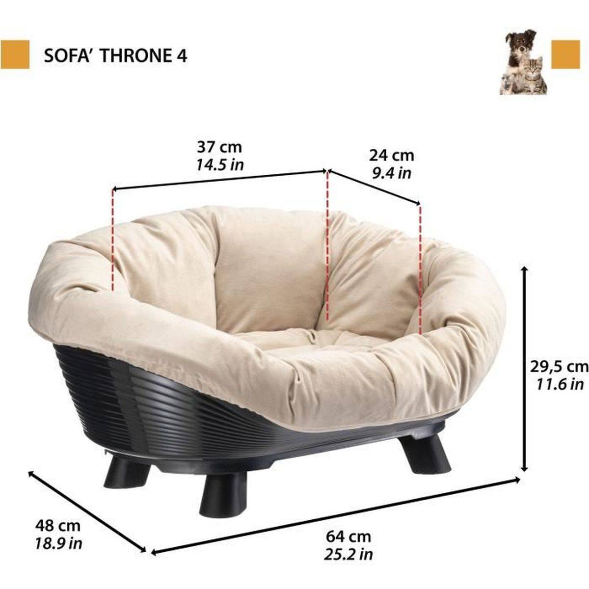 Ferplast - Panier lit pour chat et petit chien Sofa Throne 4 blanc, coussin tissu, base plastique ajourée - Ferplast - Image 8