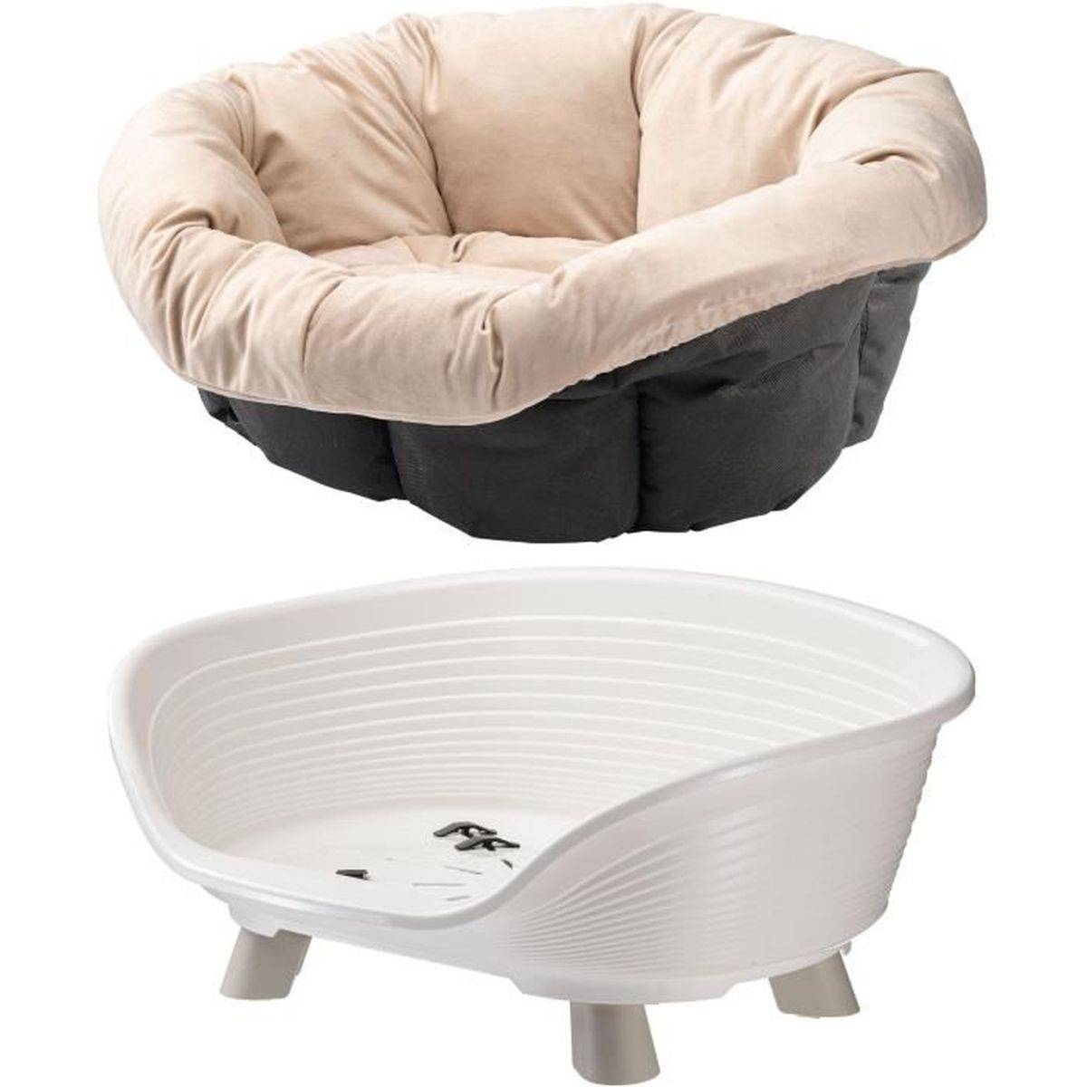 Ferplast - Panier lit pour chat et petit chien Sofa Throne 4 blanc, coussin tissu, base plastique ajourée - Ferplast - Image 2
