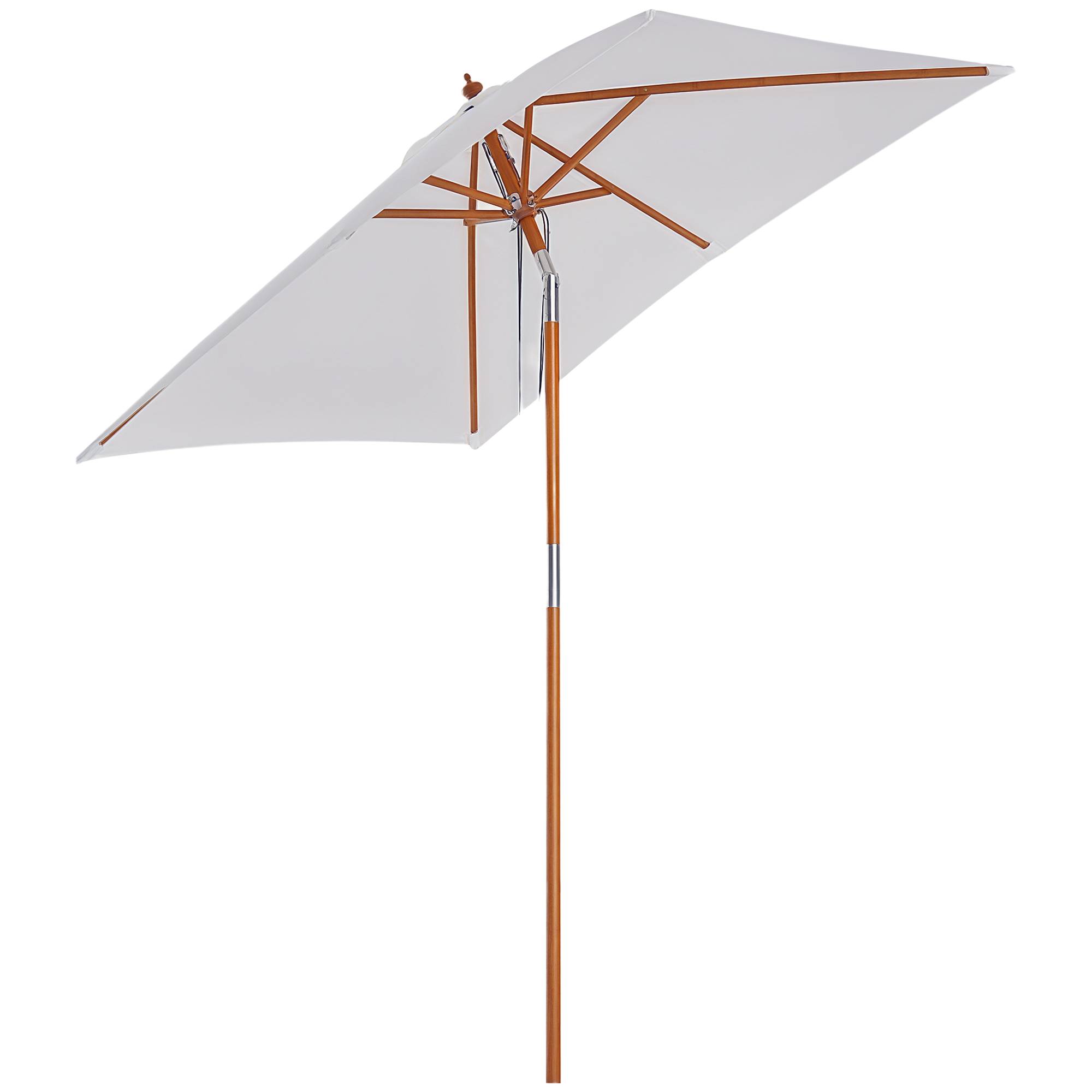 Parasol rectangulaire inclinable en bois de bambou et polyester crème 200 x 150 x 235 cm - PANGIVO - Image 1
