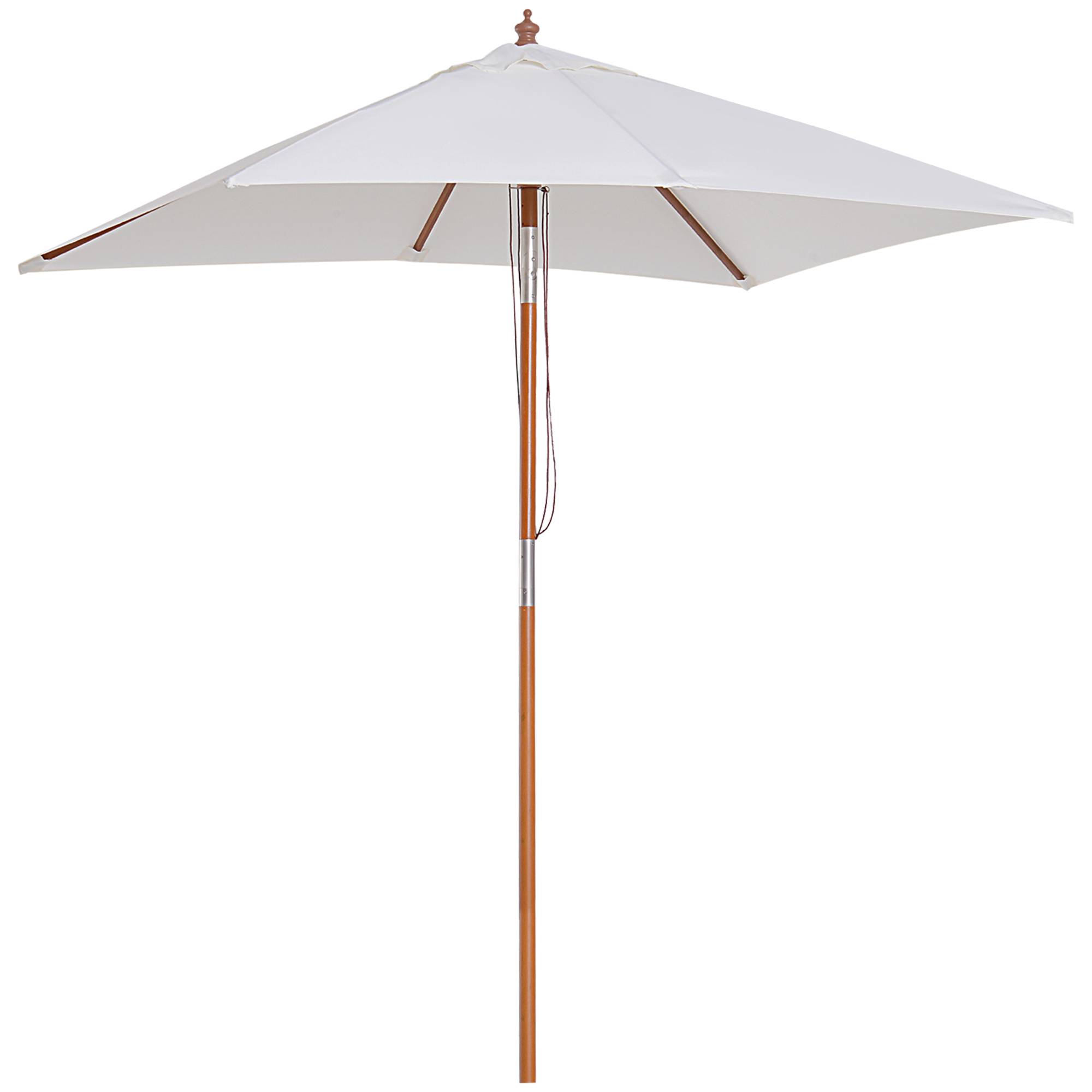Parasol rectangulaire inclinable en bois de bambou et polyester crème 200 x 150 x 235 cm - PANGIVO - Image 2