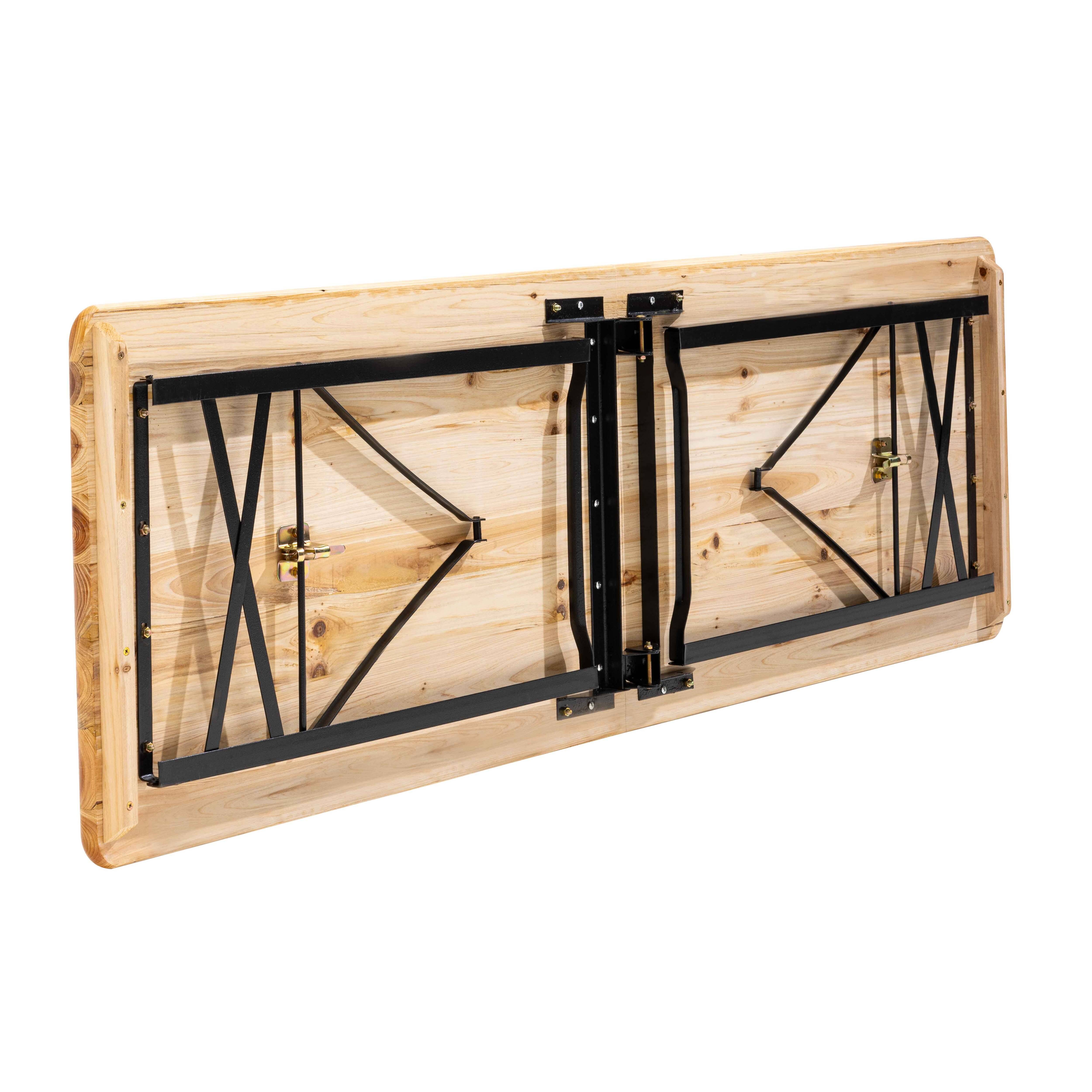 Oviala - Ensemble brasserie table et 2 bancs pliants en bois 180 cm Munich - Oviala - Image 3