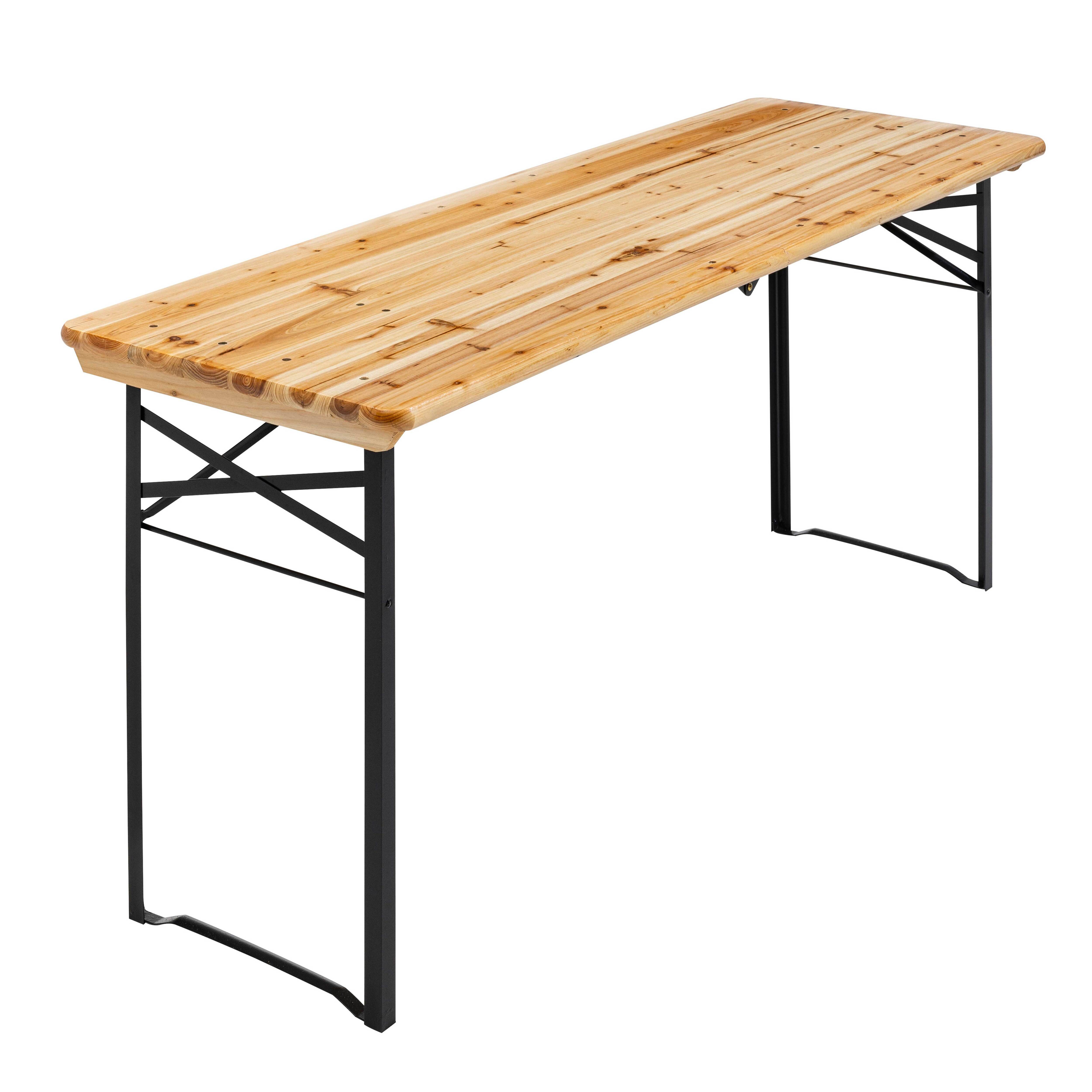 Oviala - Ensemble brasserie table et 2 bancs pliants en bois 180 cm Munich - Oviala - Image 2