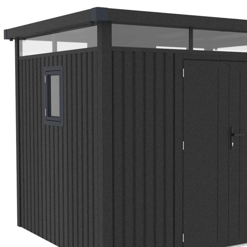 X-Metal - Abri de jardin en acier galvanisé 6,76 m² toit plat gris X-Metal Kosto avec kit d'ancrage - Image 6