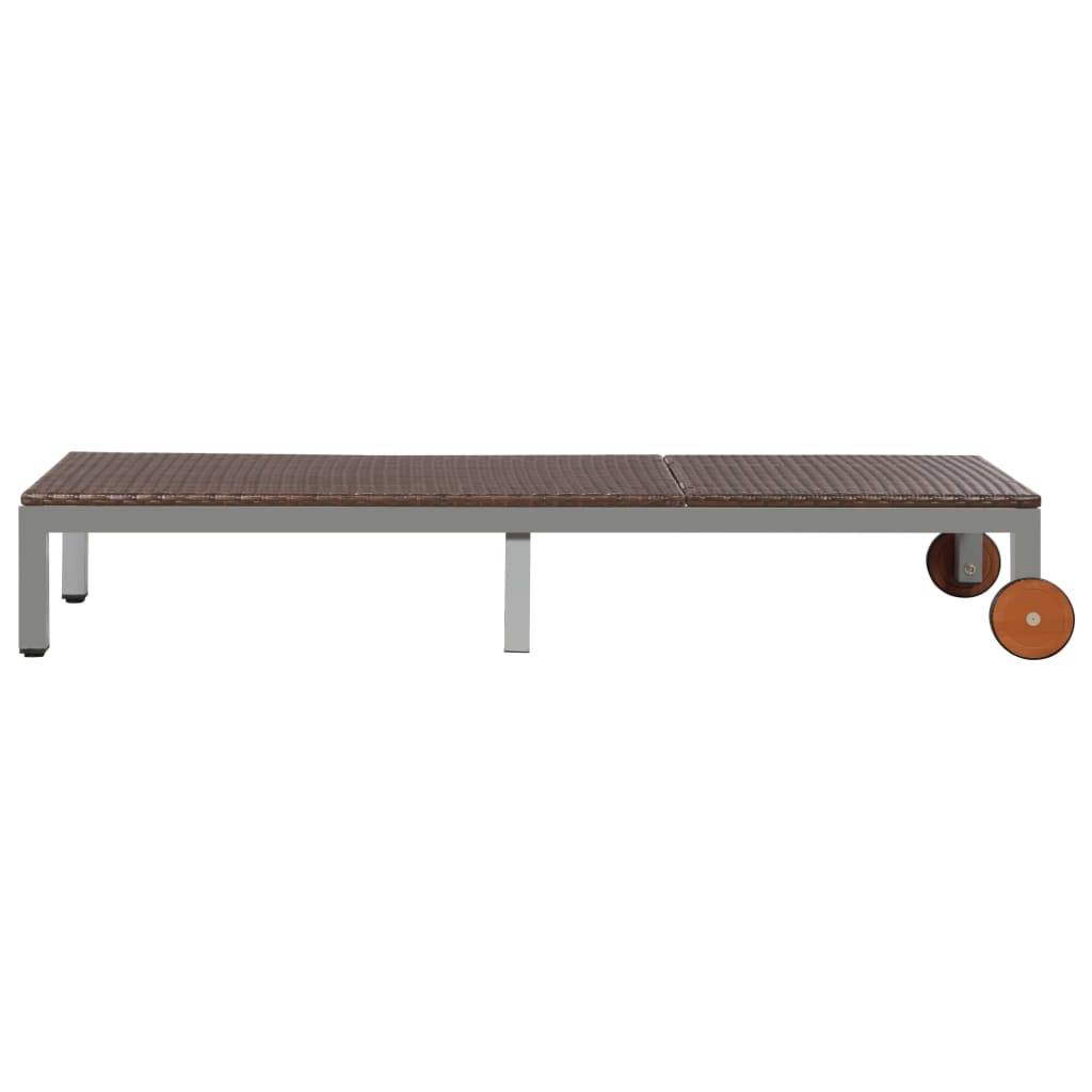 Helloshop26 - Transat chaise longue bain de soleil lit de jardin terrasse meuble d'extérieur avec roues résine tressée marron - Image 6