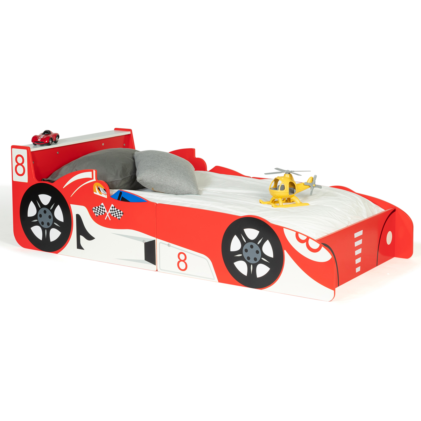 Lit enfant voiture formule 1 TEDDI 70 x 140 CM rouge - Image 2