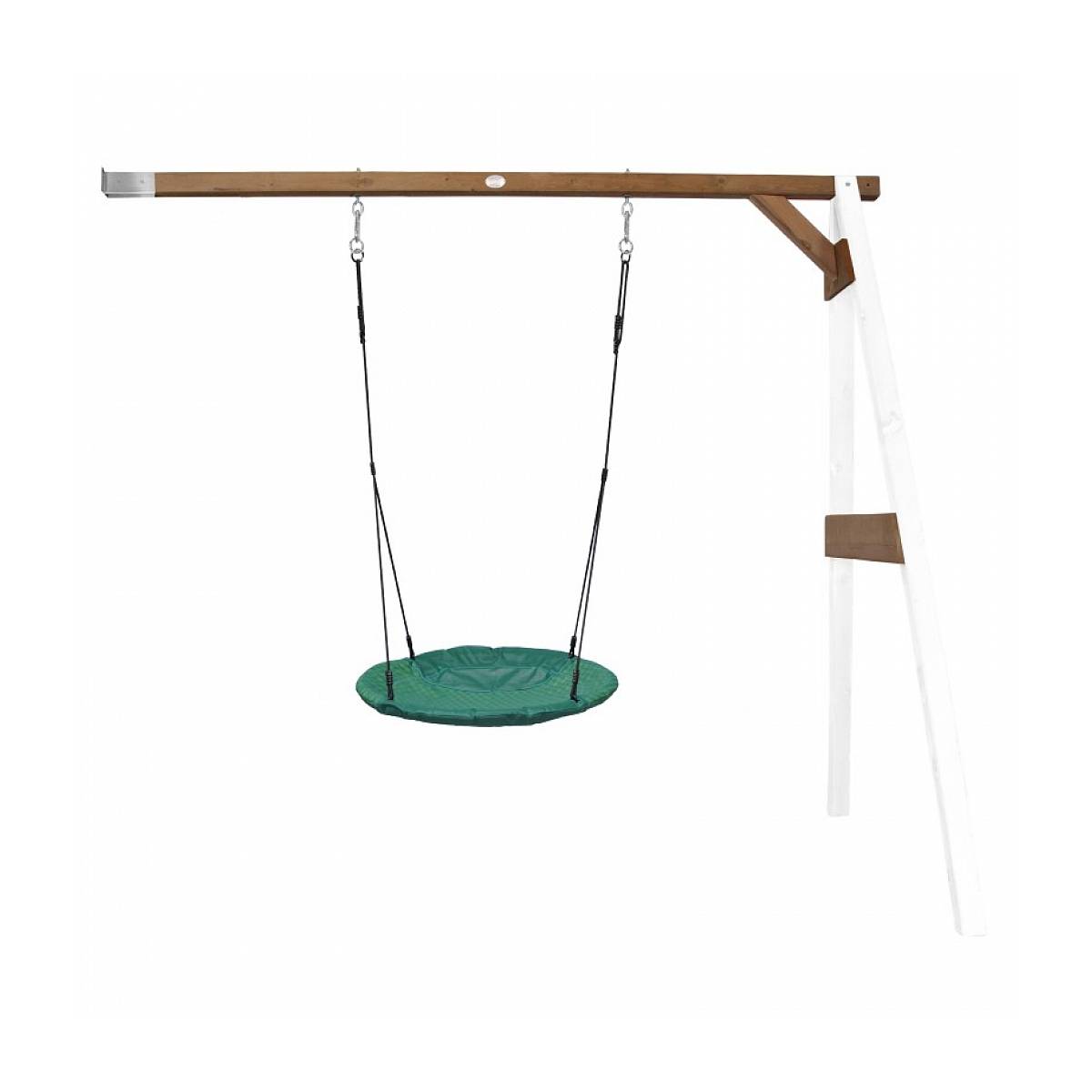 Portique mural en bois AXI Blanc Marron avec balançoire nid rond pour enfants - Image 1