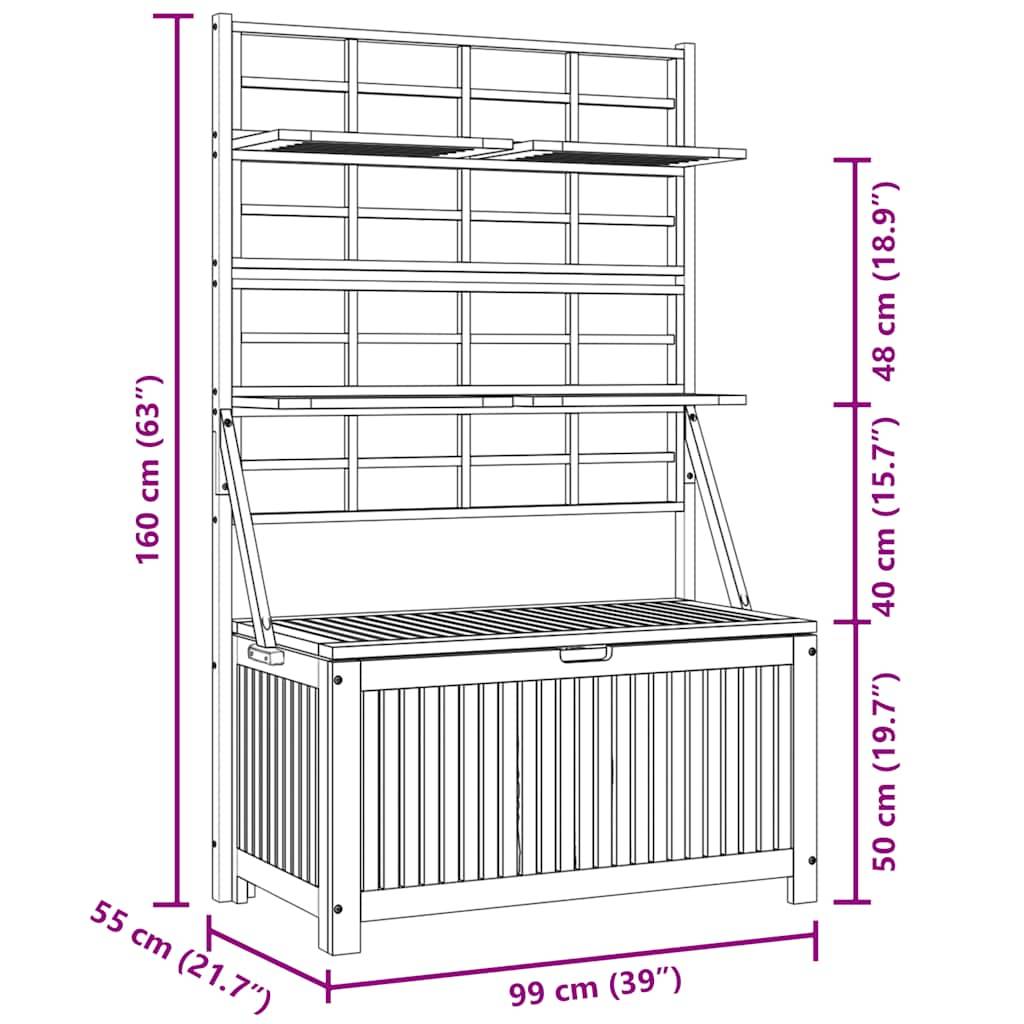 Boîte de rangement avec treillis bois acacia naturel 99 x 55 x 160 cm - PANGIVO - Image 9