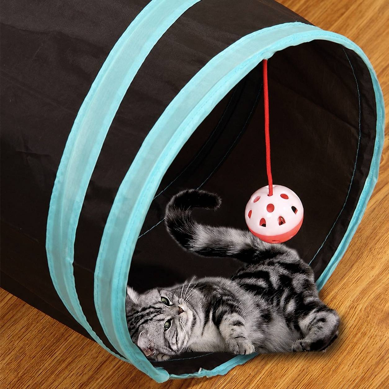 Tapis Tunnel Chat 5 Voies Pliable Avec Sac de Rangement Pour Animaux Compagnons Intérieur Extérieur - Image 5