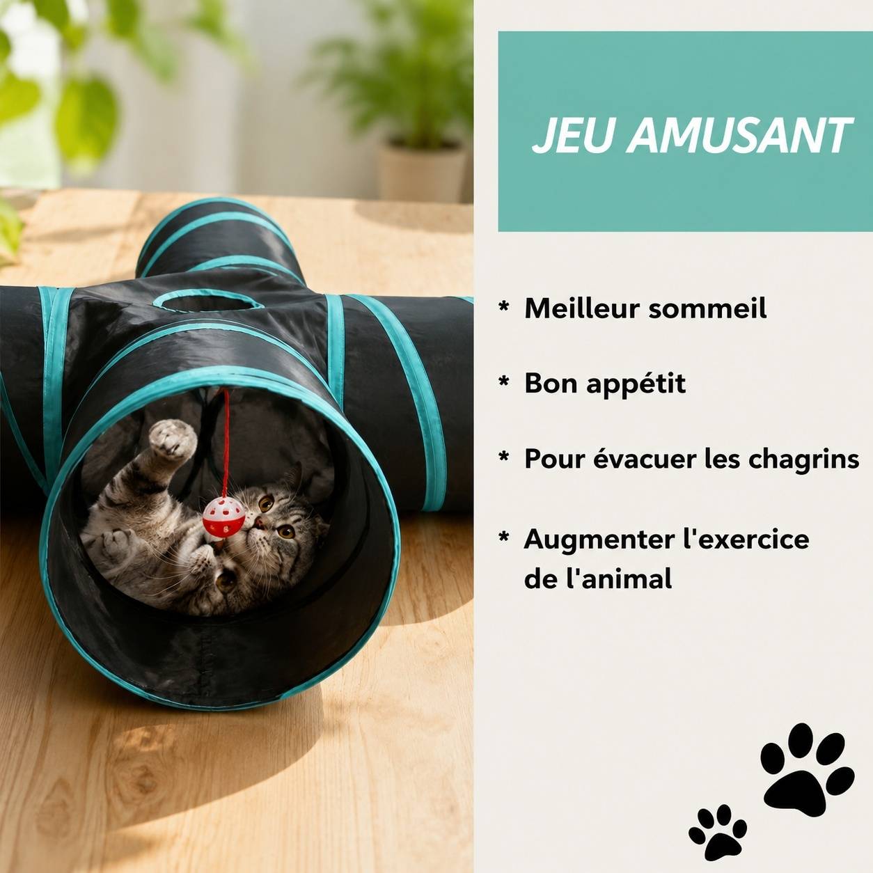 Tapis Tunnel Chat 5 Voies Pliable Avec Sac de Rangement Pour Animaux Compagnons Intérieur Extérieur - Image 4