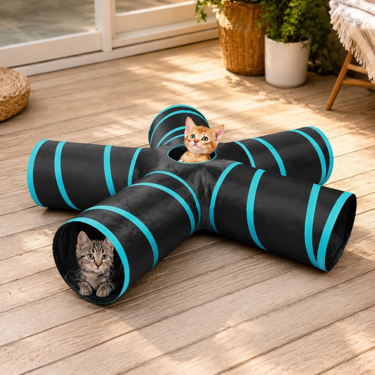 Tapis Tunnel Chat 5 Voies Pliable Avec Sac de Rangement Pour Animaux Compagnons Intérieur Extérieur - Image 8
