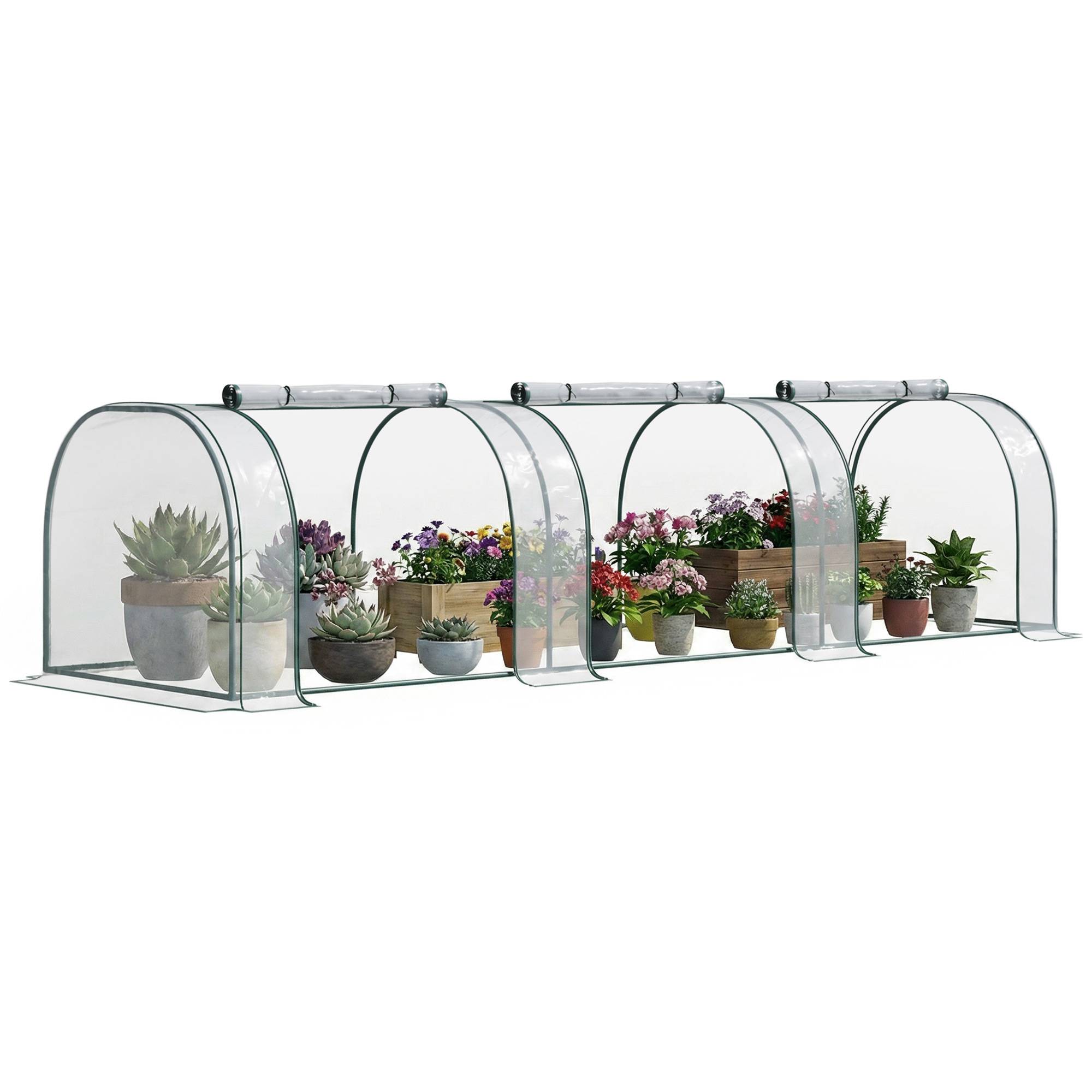 Sans Marque - Mini Serre de Jardin, Mini Serre Tunnel, Serre à Tomates 3,5L x 1l x 0,8H m, Acier, PVC Anti-UV, 3 Fenêtres - Image 1