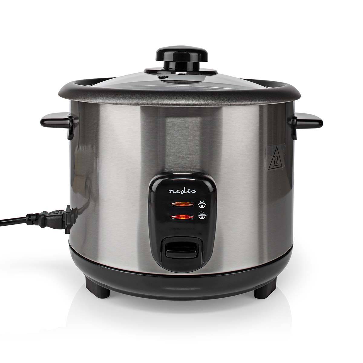 Cuiseur à Riz 1.5 Litres 500W Bol amovible Acier inoxydable anti-adhésif NEDIS - Image 1