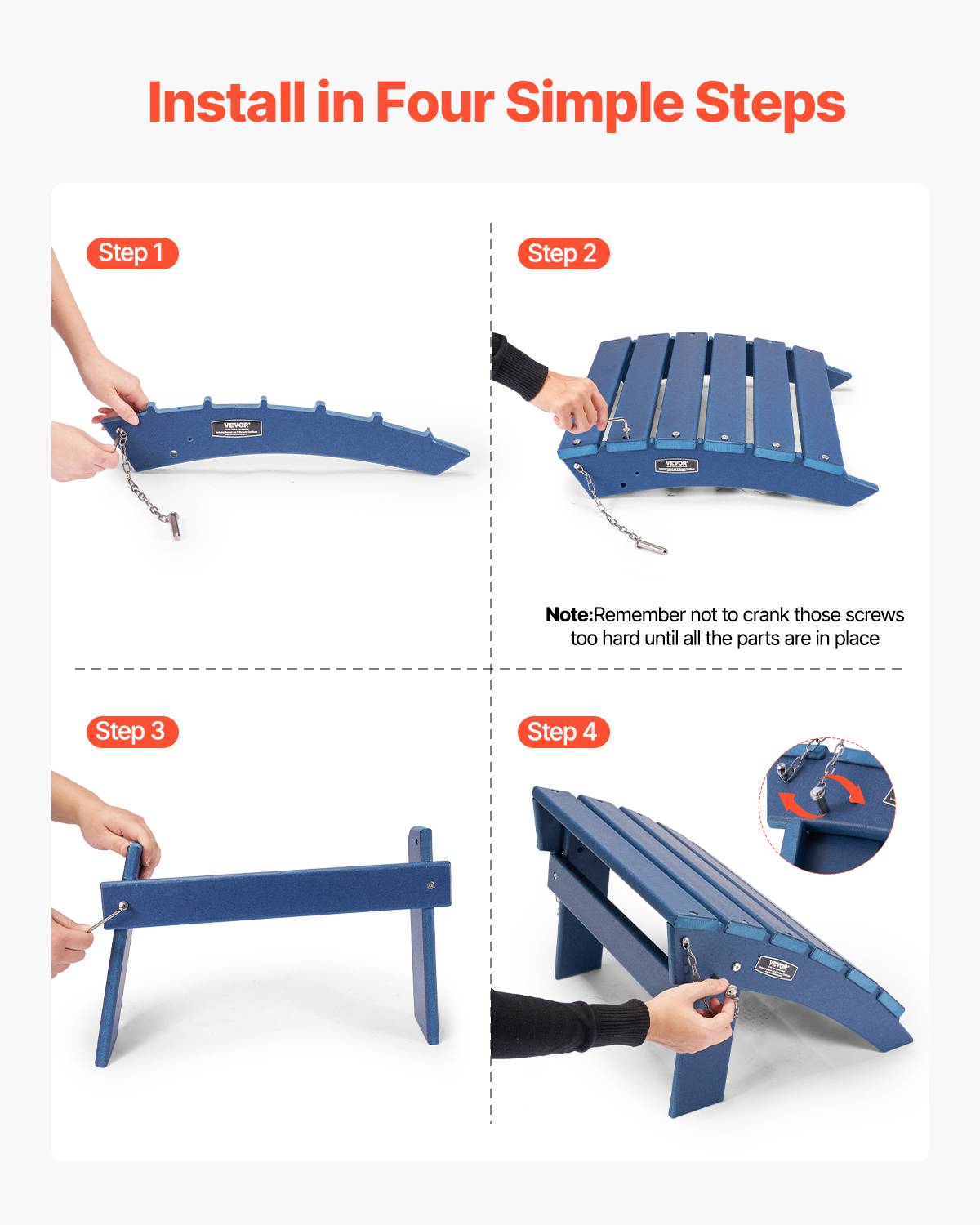 VEVOR Repose-pieds pliable Adirondack, PEHD, 400x480x330mm, bleu. - Image 4