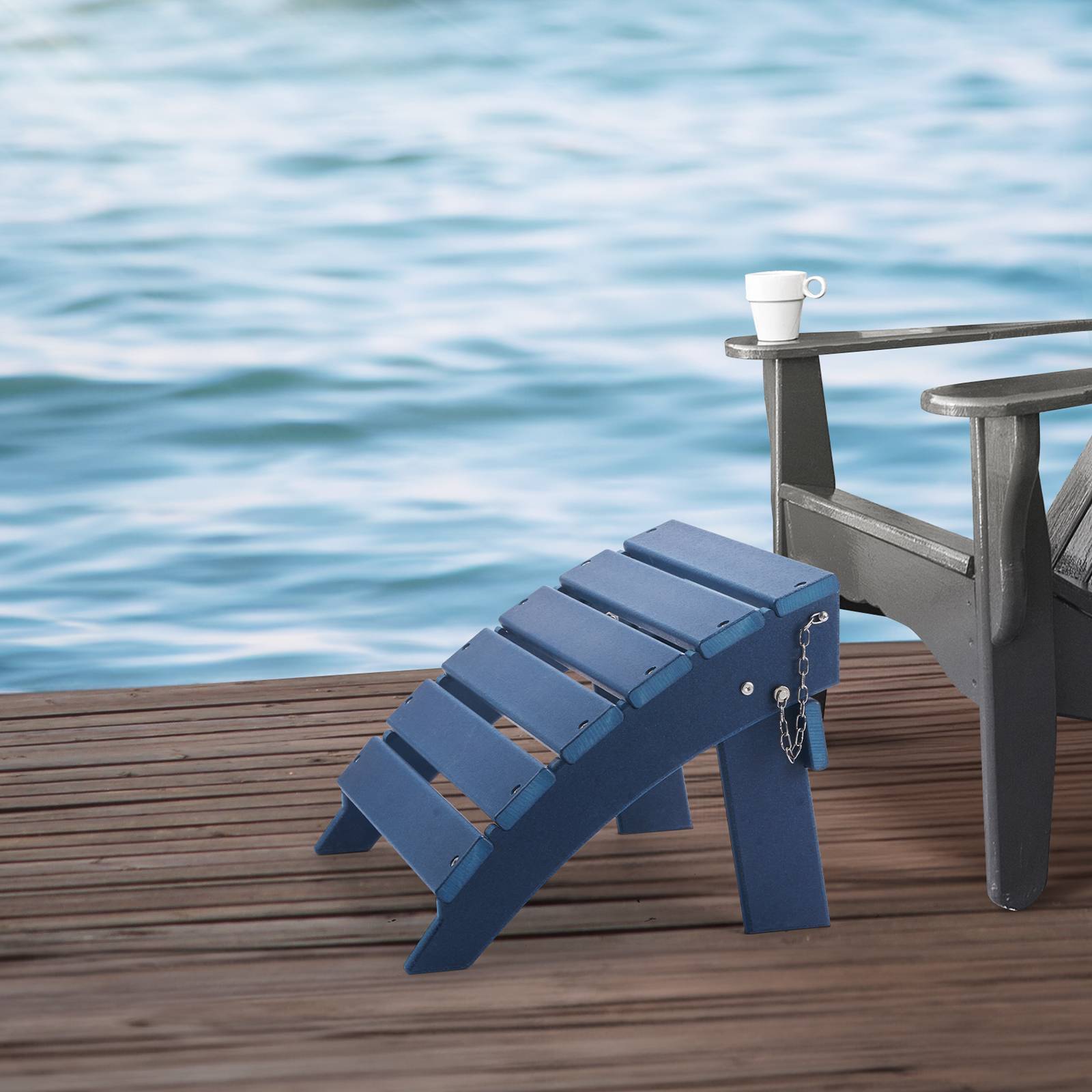 VEVOR Repose-pieds pliable Adirondack, PEHD, 400x480x330mm, bleu. - Image 8