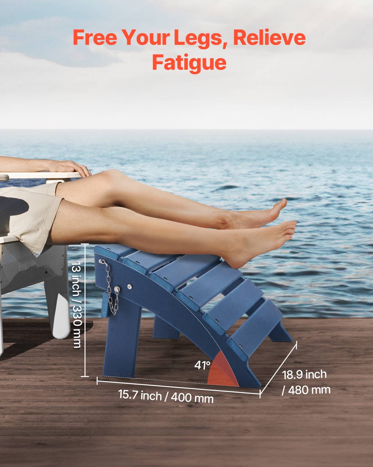 VEVOR Repose-pieds pliable Adirondack, PEHD, 400x480x330mm, bleu. - Image 5