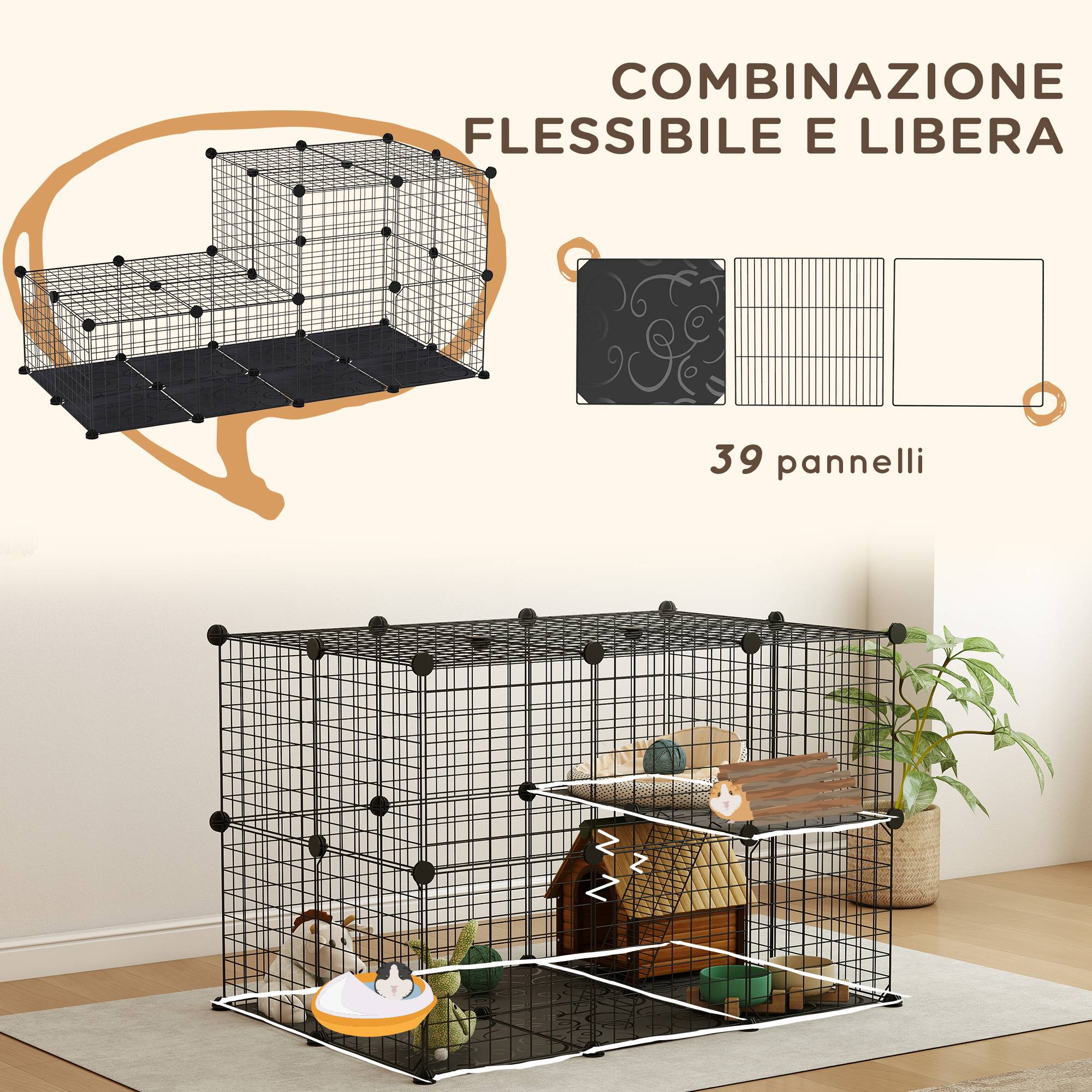 Enclos lapins modulable acier multiniveau aération optimale 70x70x105cm Noir - ComfortXL Outdoor Living - Image 6