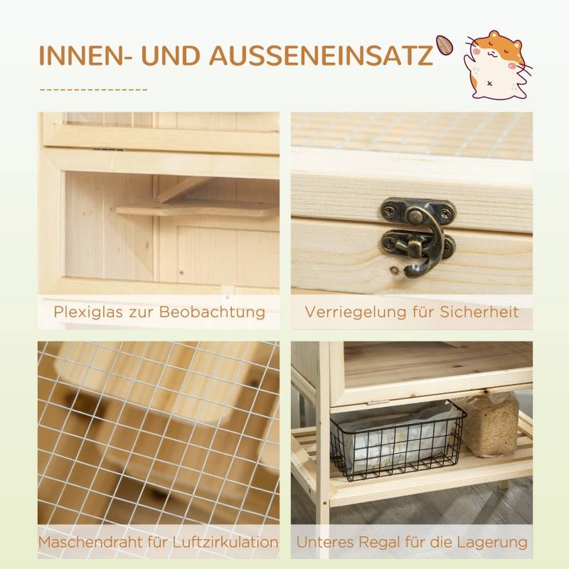 Grande Cage Hamster Bois 5 Niveaux Rampes Vitres Plexiglas 60x120cm - ComfortXL Outdoor Living - Image 6