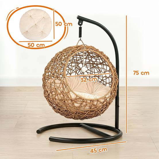 Panier pour chat rotin PE marron clair 45 x 41 x 75 cm - PANGIVO - Image 5