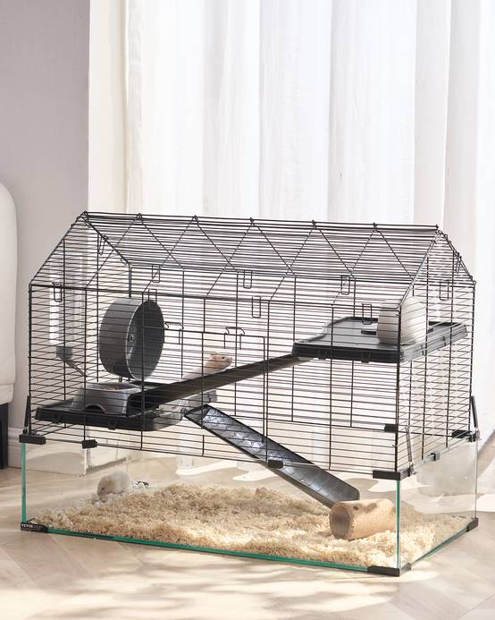 VEVOR Cage hamster 75x44x61 cm, habitat transparent 360°, avec accessoires, pour petits animaux. - Image 1