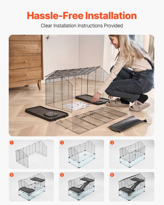 VEVOR Cage hamster 75x44x61 cm, habitat transparent 360°, avec accessoires, pour petits animaux. - Image 4