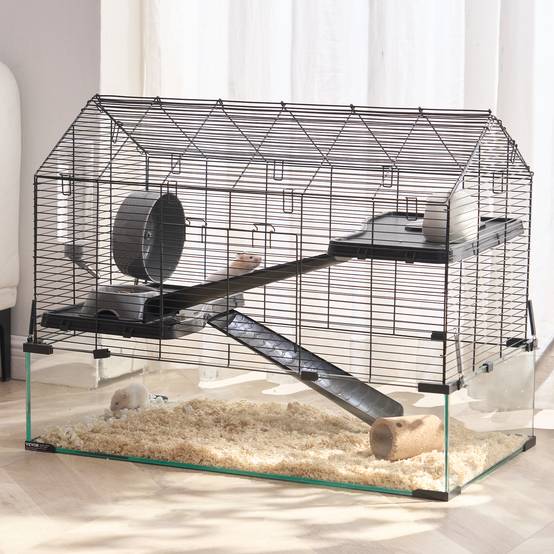 VEVOR Cage hamster 75x44x61 cm, habitat transparent 360°, avec accessoires, pour petits animaux. - Image 8