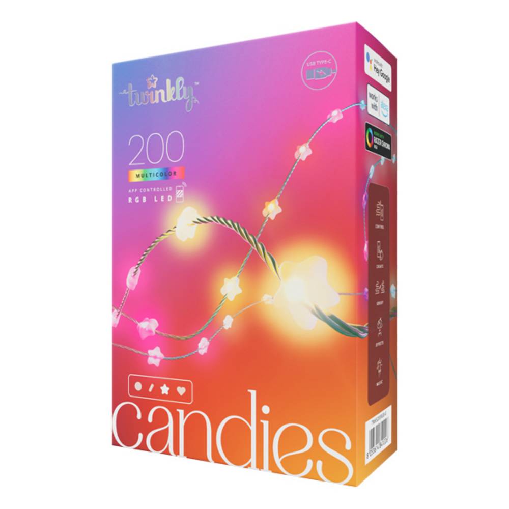 Guirlande perle connectée IP20 12m 200 LEDS RGB fil vert TWINKLY CANDIES - Image 1