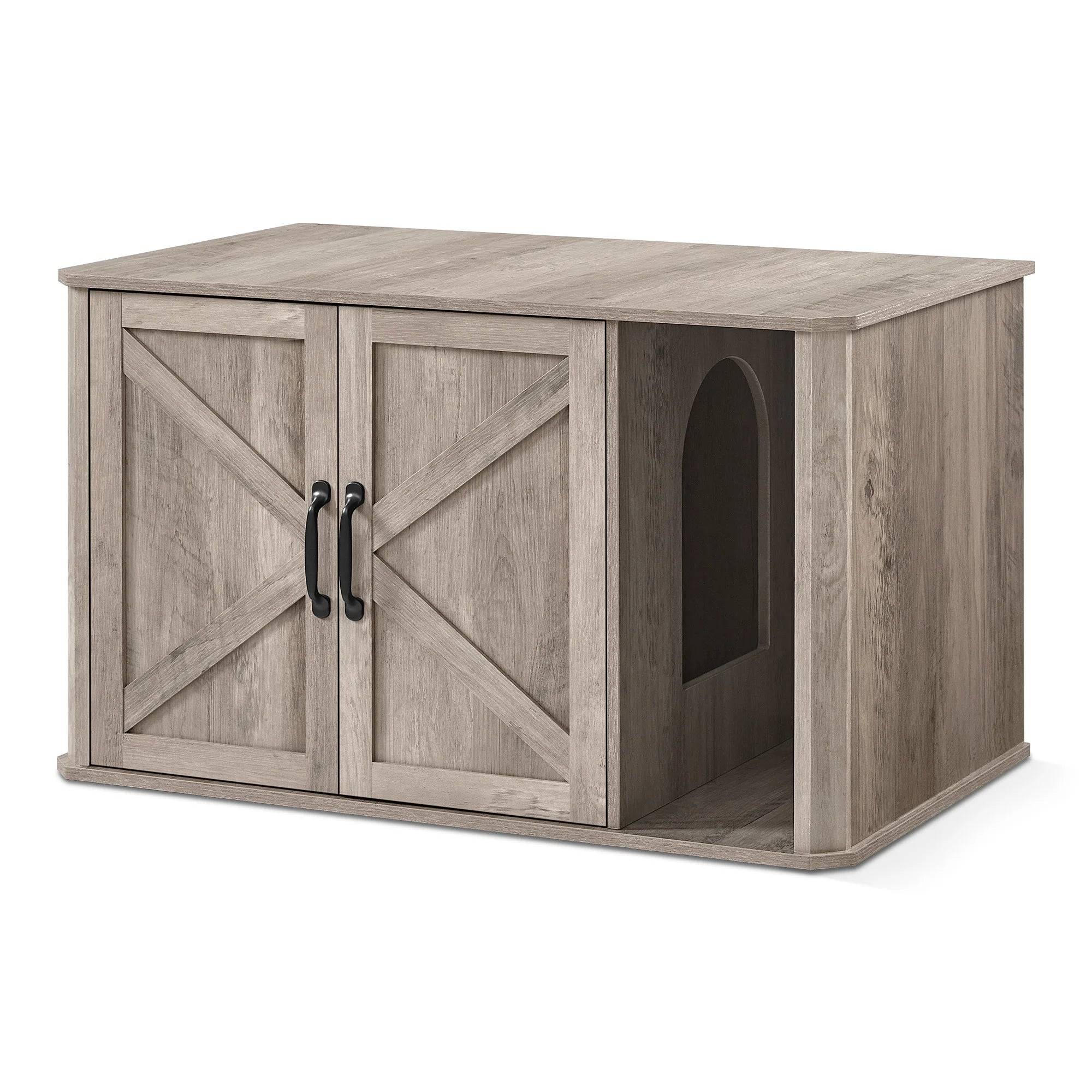 Meuble cache-litière pour chats – Espace fermé avec portes et rangements - FEANDREA - Image 1