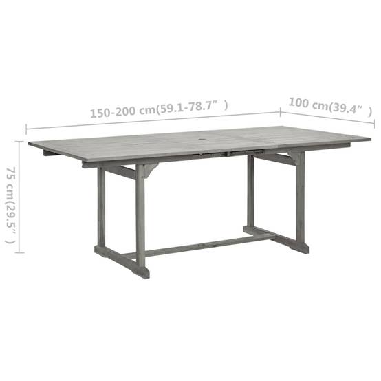 ComfortXL - Table Extensible de Jardin Grise 150-200cm en Bois d'Acacia avec Trou Parasol – ComfortXL Outdoor Living - Image 8