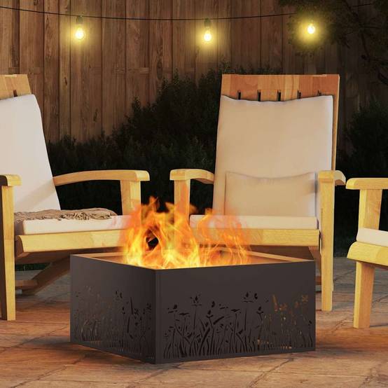 ComfortXL - Brasero de jardin carré en acier design moderne 60x60cm Noir – ComfortXL Outdoor Living - Image 4