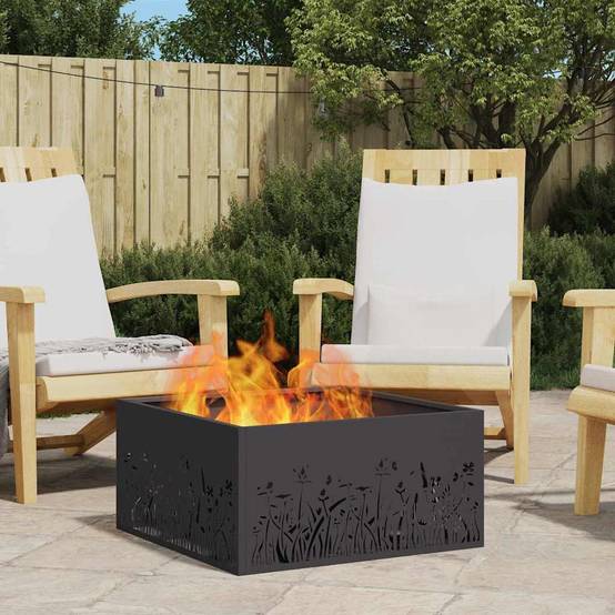 ComfortXL - Brasero de jardin carré en acier design moderne 60x60cm Noir – ComfortXL Outdoor Living - Image 1