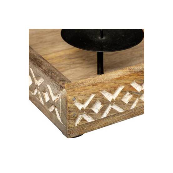 Photophore en Bois "Hacienda" 35cm Naturel - Image 2
