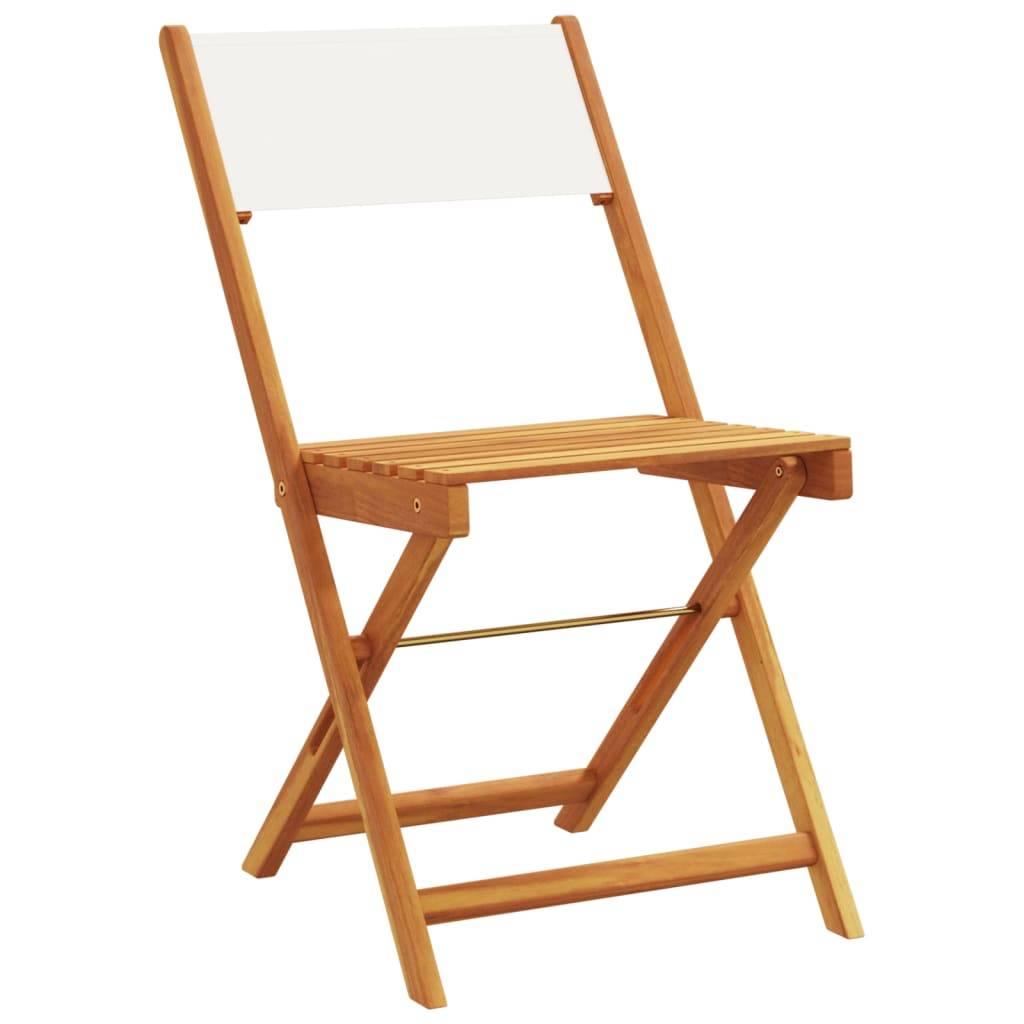 Ensemble de bistro 3 pcs | Mobilier d'extérieur blanc crème tissu et bois massif Maison Chic - Image 3