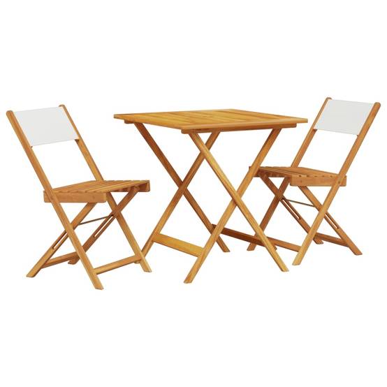 Ensemble de bistro 3 pcs | Mobilier d'extérieur blanc crème tissu et bois massif Maison Chic - Image 1