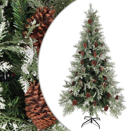 ComfortXL - Sapin de Noël artificiel effet neige PVC/PE avec pommes de pin 225 cm – ComfortXL Outdoor Living - Image 1