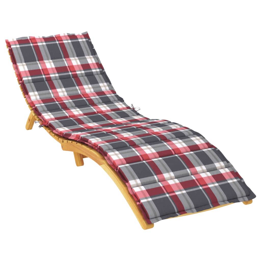 Coussin Bain de soleil | Coussin de chaise longue à carreaux rouge 200x60x3 cm Maison Chic - Image 3