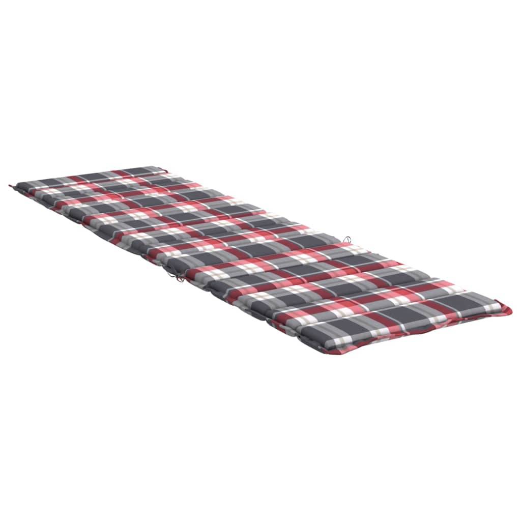 Coussin Bain de soleil | Coussin de chaise longue à carreaux rouge 200x60x3 cm Maison Chic - Image 4