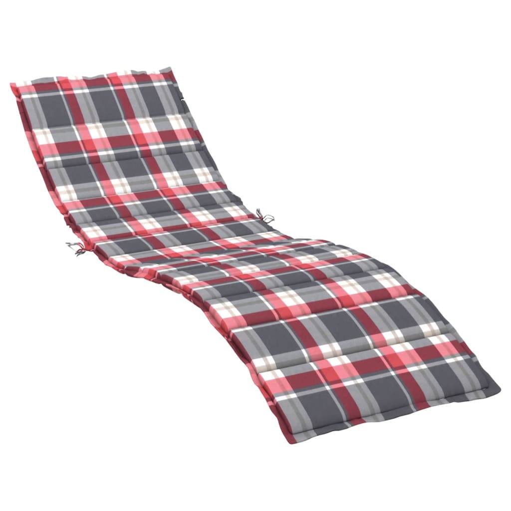 Coussin Bain de soleil | Coussin de chaise longue à carreaux rouge 200x60x3 cm Maison Chic - Image 1