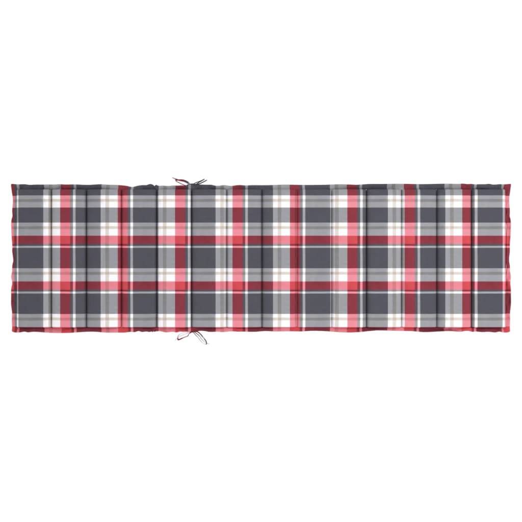 Coussin Bain de soleil | Coussin de chaise longue à carreaux rouge 200x60x3 cm Maison Chic - Image 5