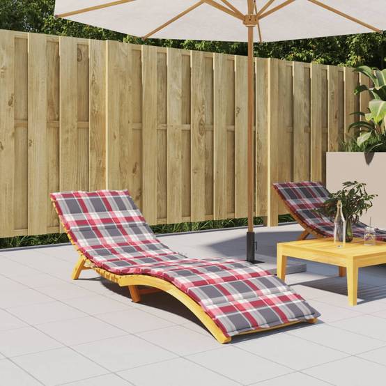 Coussin Bain de soleil | Coussin de chaise longue à carreaux rouge 200x60x3 cm Maison Chic - Image 2
