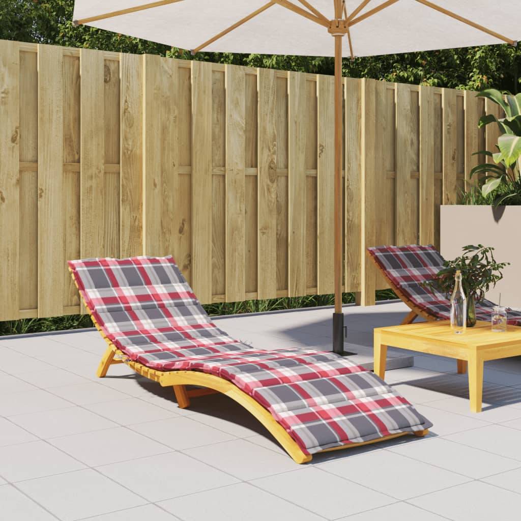Coussin Bain de soleil | Coussin de chaise longue à carreaux rouge 200x60x3 cm Maison Chic - Image 2