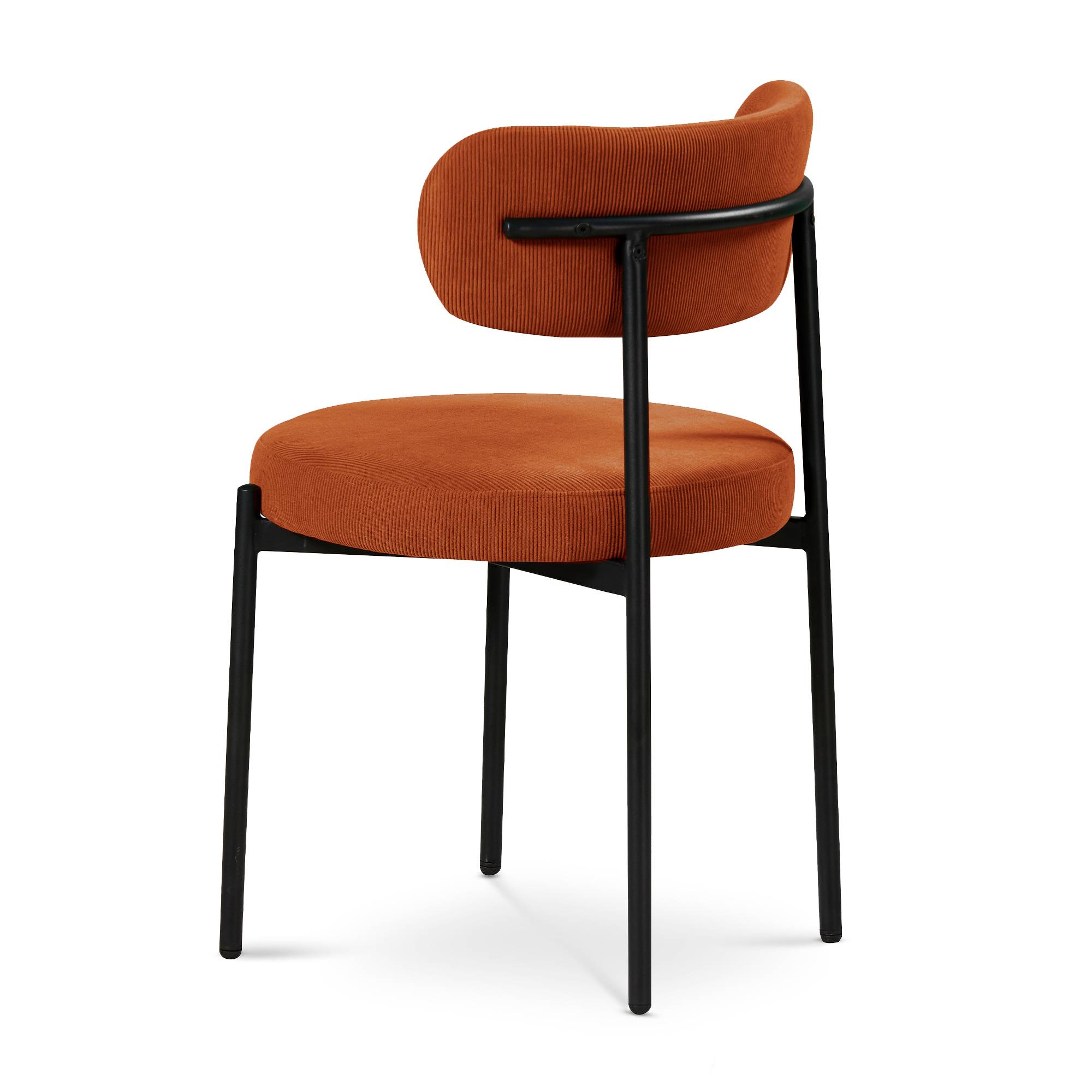 Sicaan Lot de 6 chaises rembourrées velours côtelé terracotta et pieds métal noir IRIS - Image 6