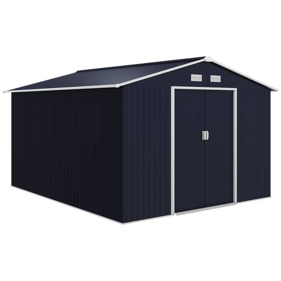 Grand abri de jardin en acier galvanisé avec portes coulissantes 322x277x192 cm gris - ComfortXL Outdoor Living - Image 1