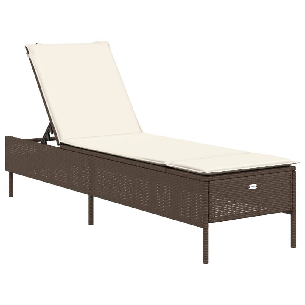 Ensemble de chaises longues 3 pcs marron poly rotin avec coussins 198 x 55 x 39/50/62/75/88/97 cm - PANGIVO - Image 8