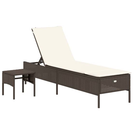 Ensemble de chaises longues 3 pcs marron poly rotin avec coussins 198 x 55 x 39/50/62/75/88/97 cm - PANGIVO - Image 7