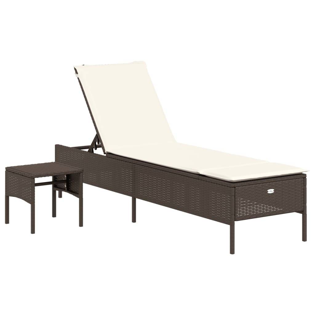 Ensemble de chaises longues 3 pcs marron poly rotin avec coussins 198 x 55 x 39/50/62/75/88/97 cm - PANGIVO - Image 7