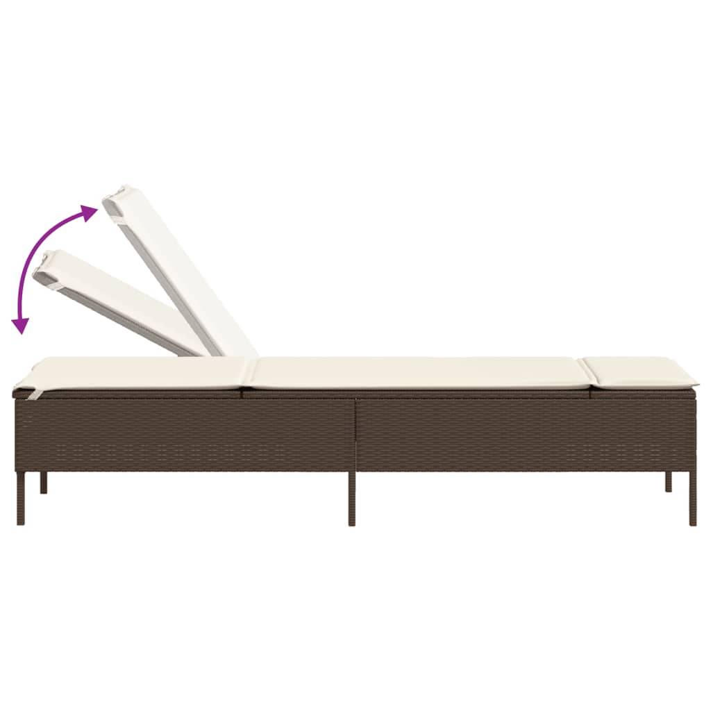 Ensemble de chaises longues 3 pcs marron poly rotin avec coussins 198 x 55 x 39/50/62/75/88/97 cm - PANGIVO - Image 9