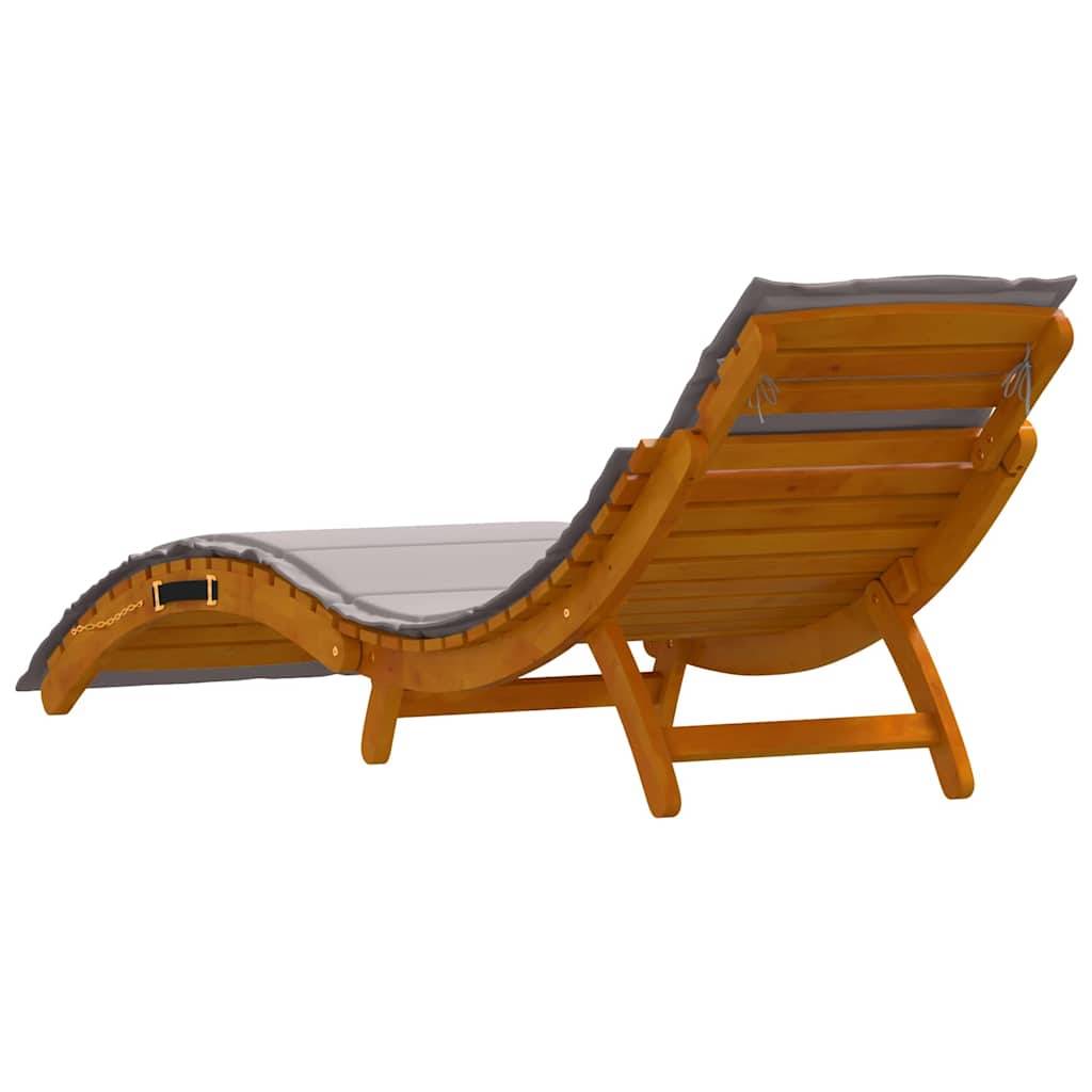 2 pcs Transat | Bain de soleil | Chaise longue avec coussin Taupe Bois d'Acacia Massif - Image 5