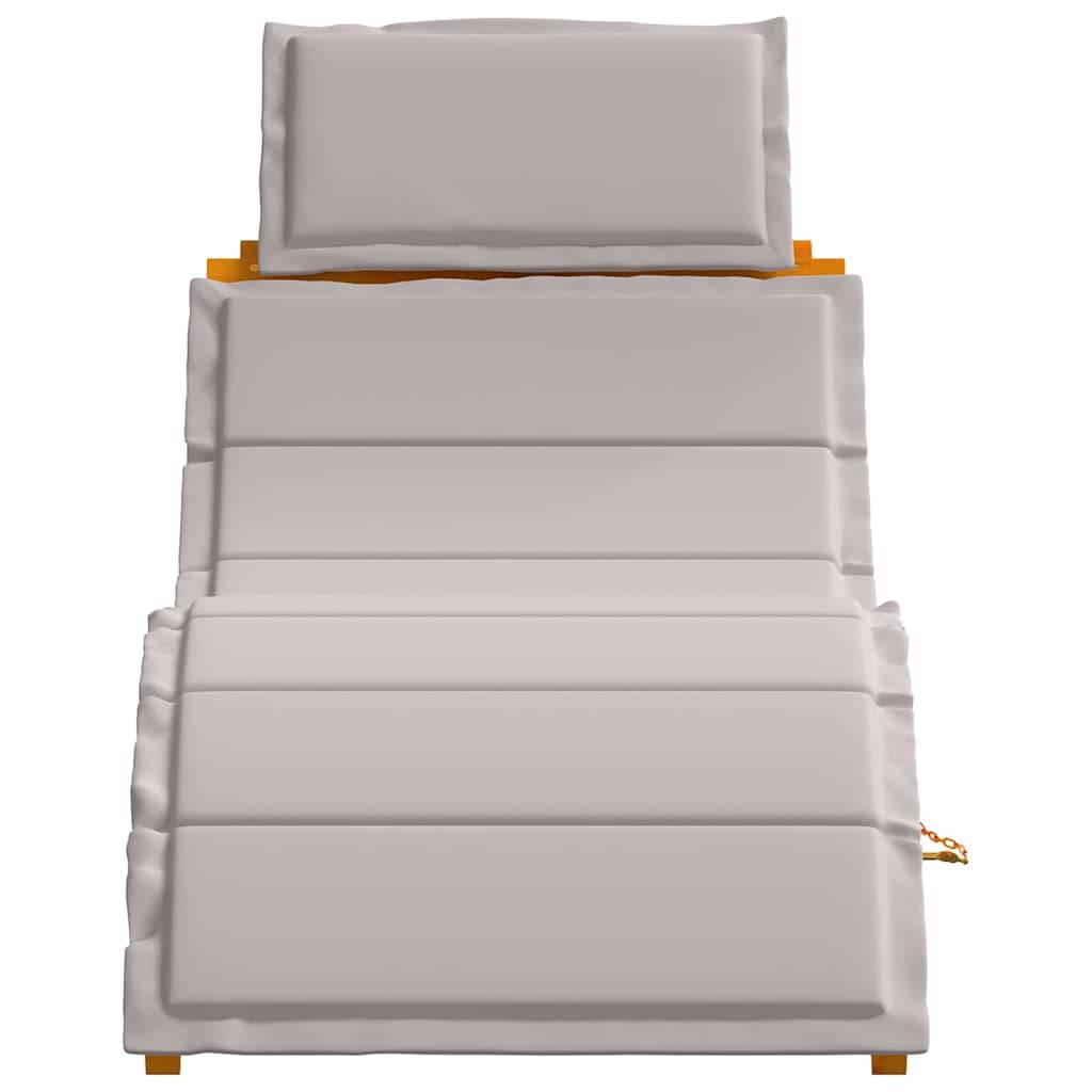 2 pcs Transat | Bain de soleil | Chaise longue avec coussin Taupe Bois d'Acacia Massif - Image 6